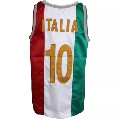 Wit Groen Mouwloos Topje Italiaanse Vlag Mand T-shirt