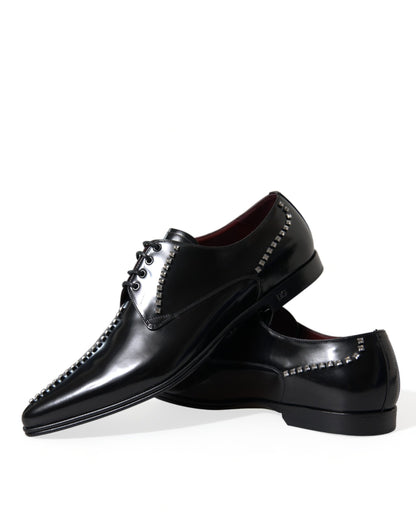 Black Leather Crystal Dress Formal Shoes