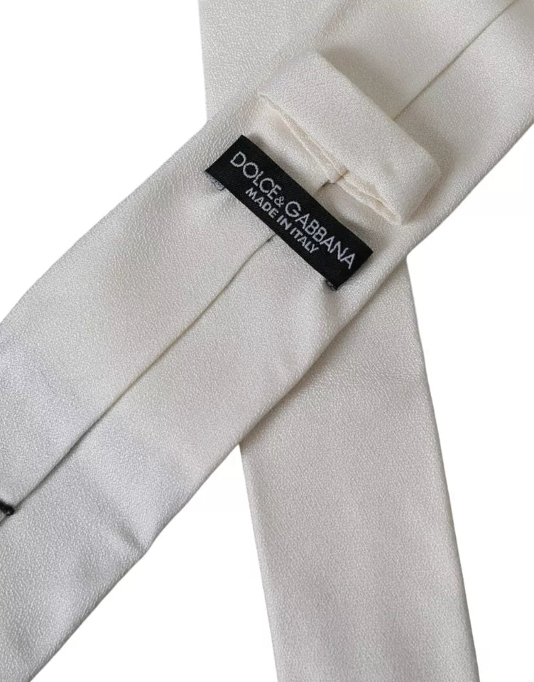 White Silk Classic Adjustable Men Tie