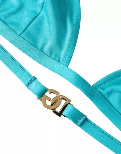 Blauwgroene halter DG-logobadkleding strandkleding bikinitop