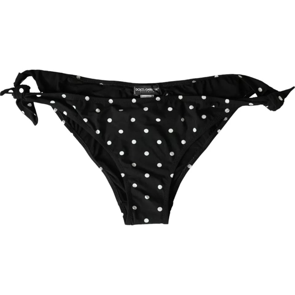 Zwarte Polka Dot Badmode Strandkleding Onderkant Bikini