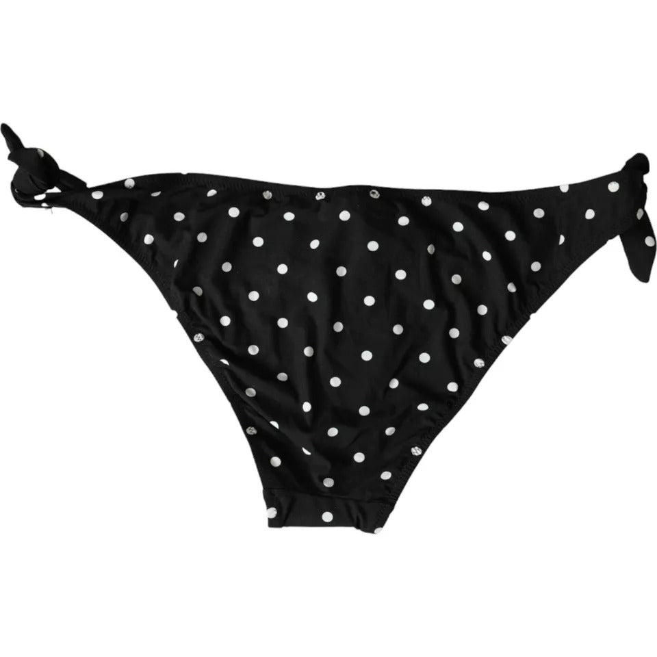 Zwarte Polka Dot Badmode Strandkleding Onderkant Bikini