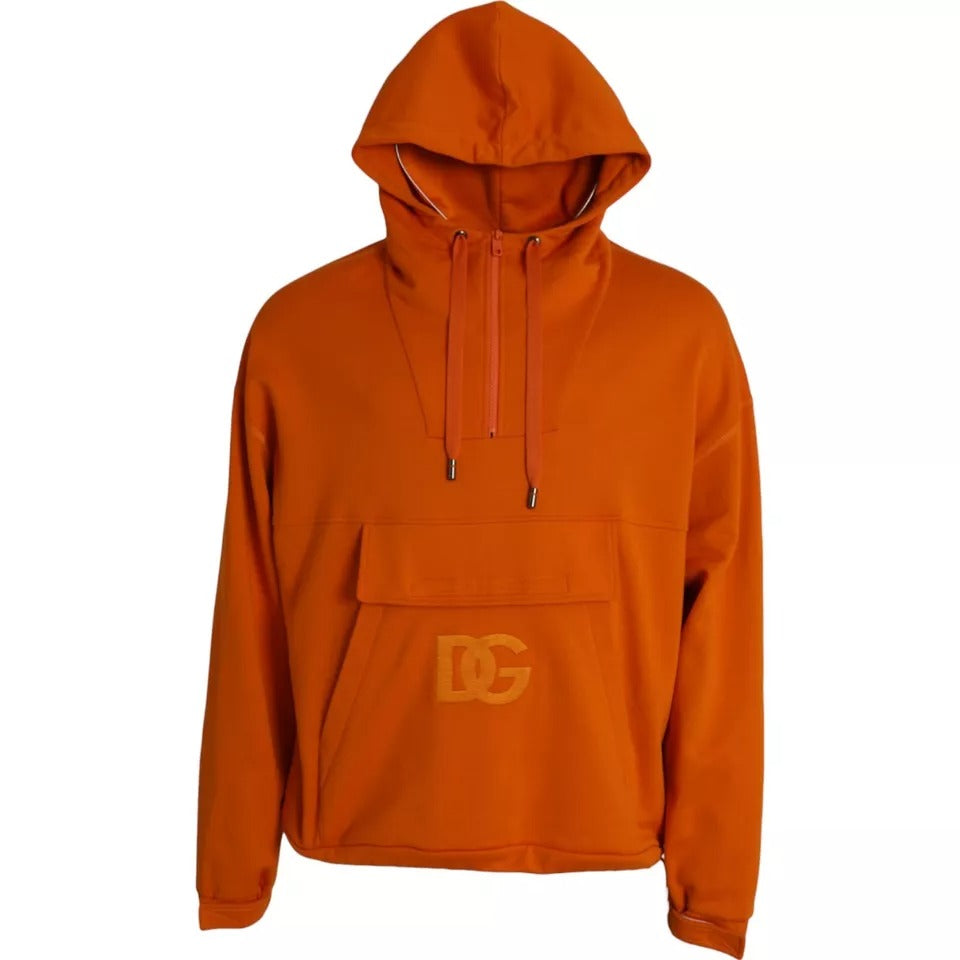 Orange Hooded Pullover Sweatshirt Sweater