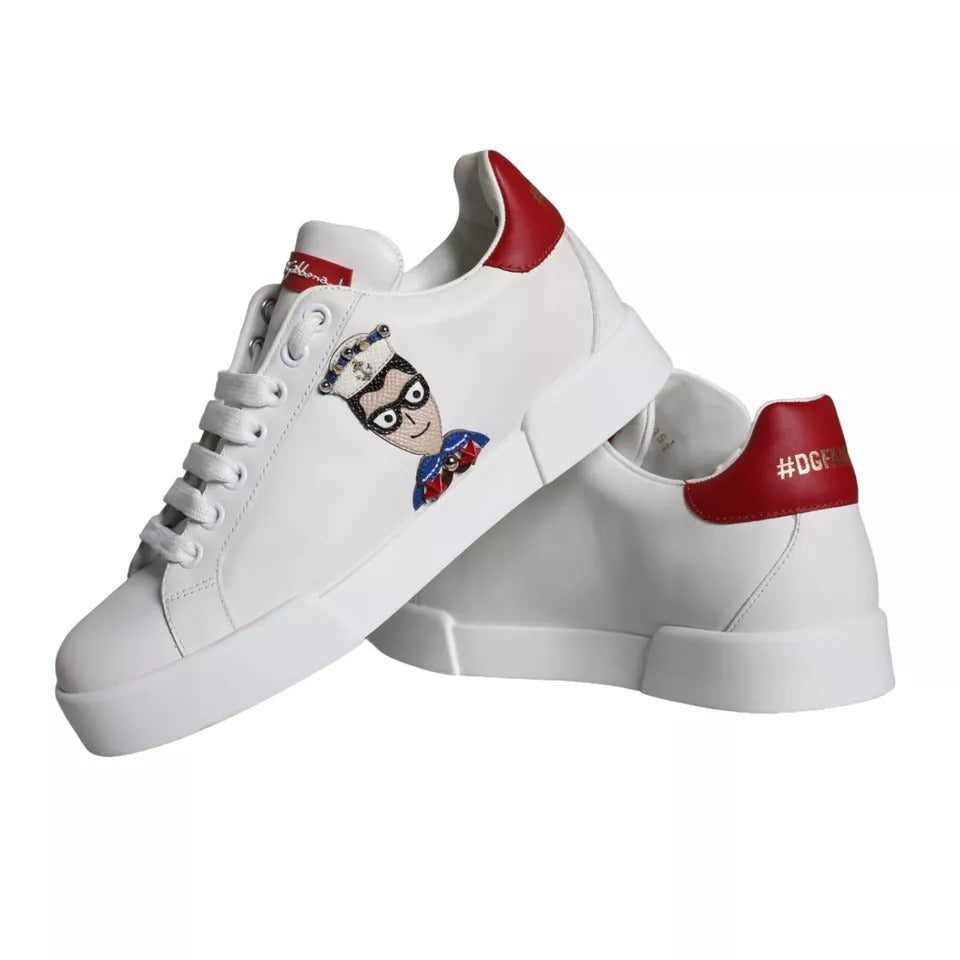 Witte Patch Kalfsleer Nappa Portofino Sneakers Schoenen