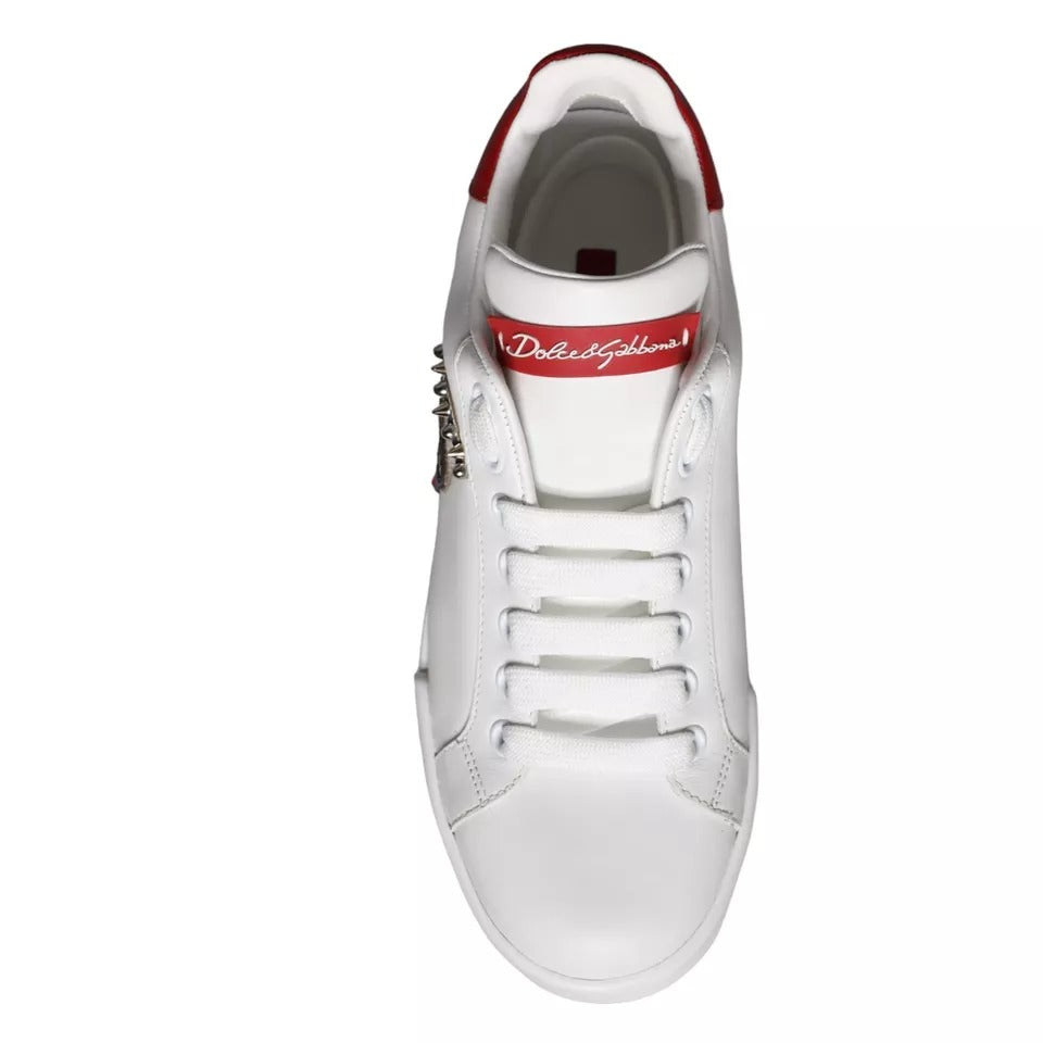 Witte Patch Kalfsleer Nappa Portofino Sneakers Schoenen