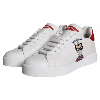 Witte Patch Kalfsleer Nappa Portofino Sneakers Schoenen