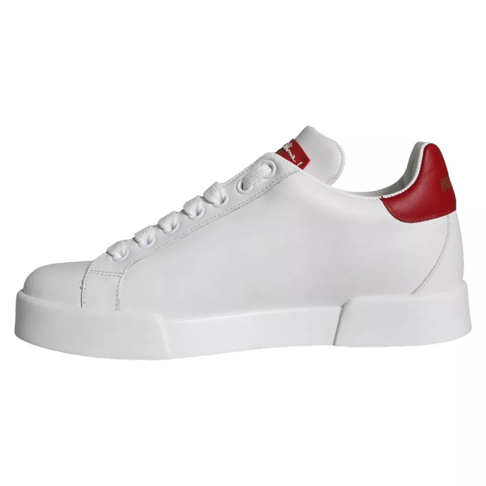 Witte Patch Kalfsleer Nappa Portofino Sneakers Schoenen