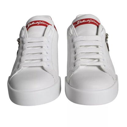 Witte Patch Kalfsleer Nappa Portofino Sneakers Schoenen