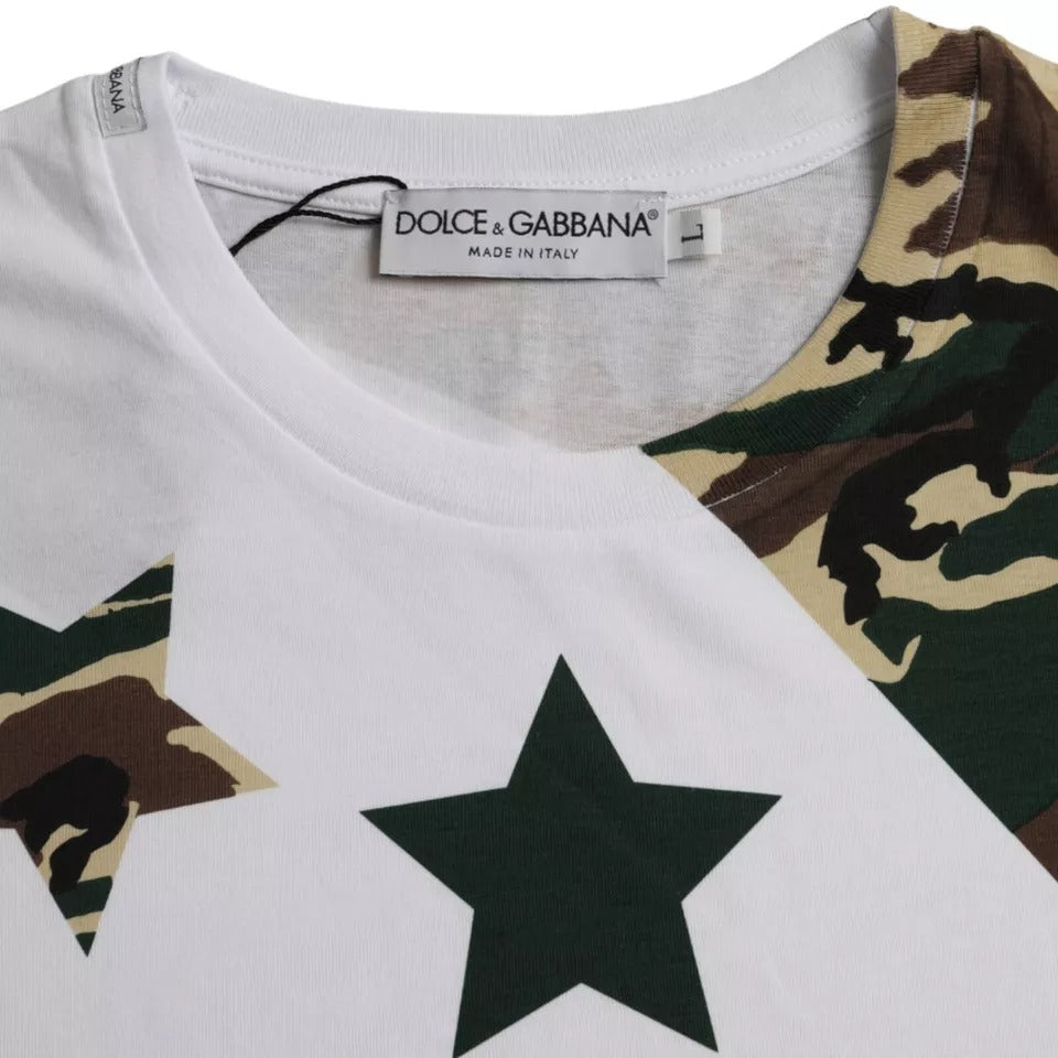 Wit Camouflage Stars Crew Neck Heren T-shirt