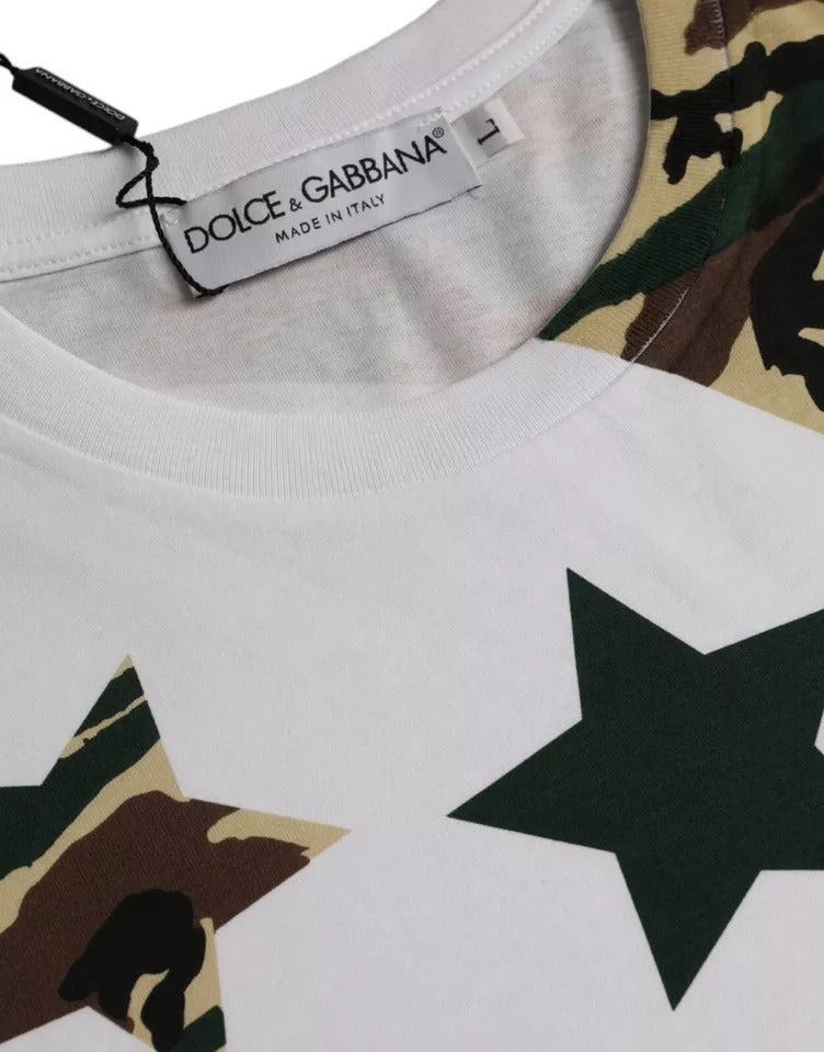 Wit Camouflage Stars Crew Neck Heren T-shirt