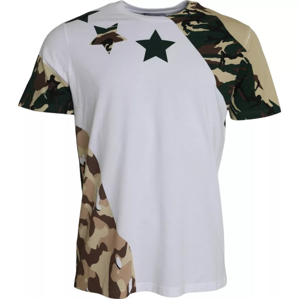 Wit Camouflage Stars Crew Neck Heren T-shirt