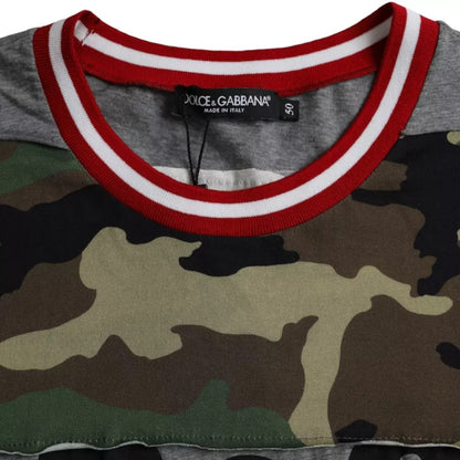 Multicolor Camouflage Katoenen Ronde Hals Heren T-shirt