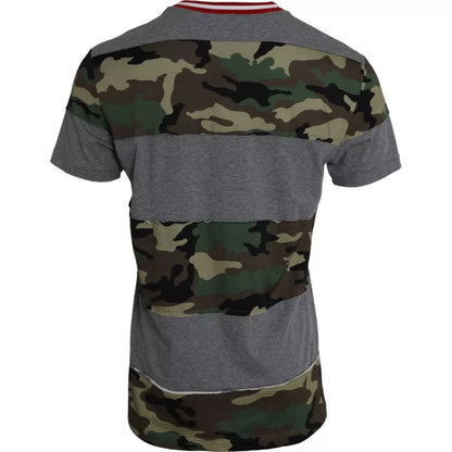 Multicolor Camouflage Katoenen Ronde Hals Heren T-shirt