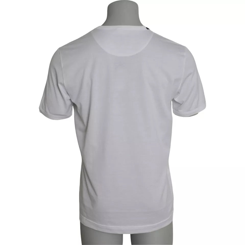 Wit katoenen T-shirt met ronde hals en korte mouwen