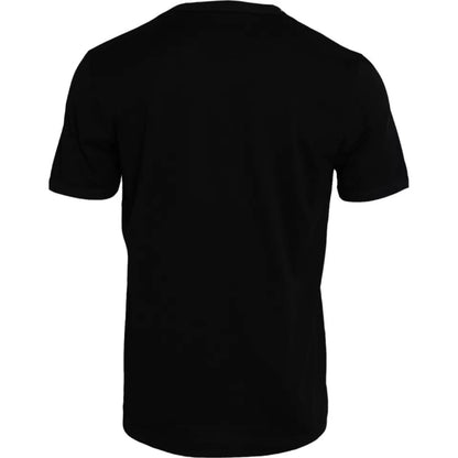 Zwarte katoenen ronde hals korte mouwen heren T-shirt