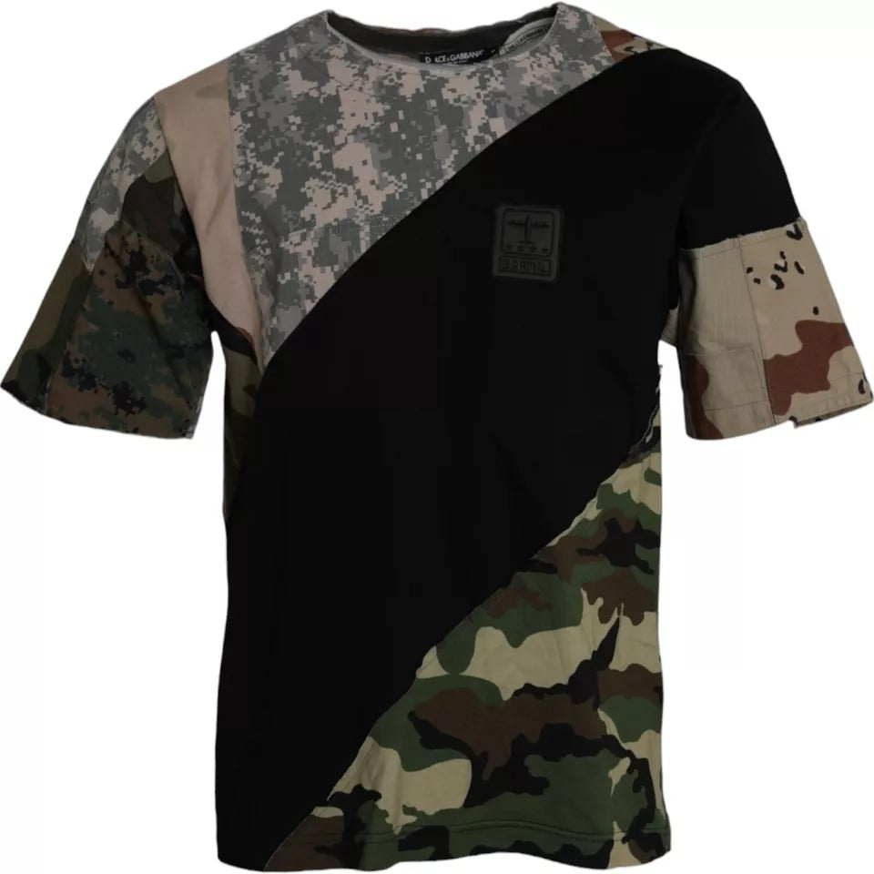 Multicolor Camouflage Katoenen Ronde Hals Heren T-shirt