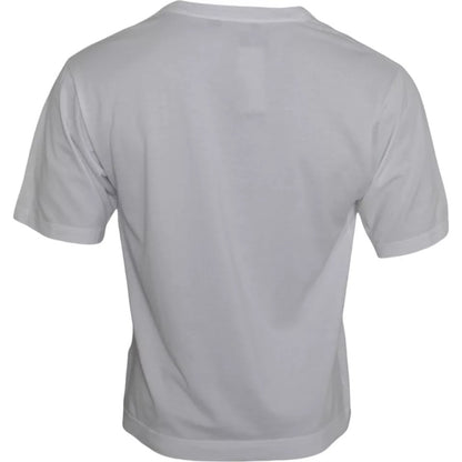 Wit katoenen DG-applicatie heren casual T-shirt