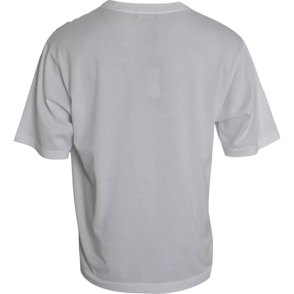 Wit katoenen T-shirt met ronde hals en korte mouwen