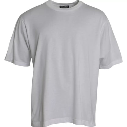 Wit katoenen T-shirt met ronde hals en korte mouwen