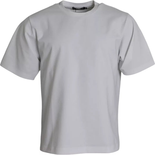 Wit katoenen T-shirt met ronde hals en korte mouwen