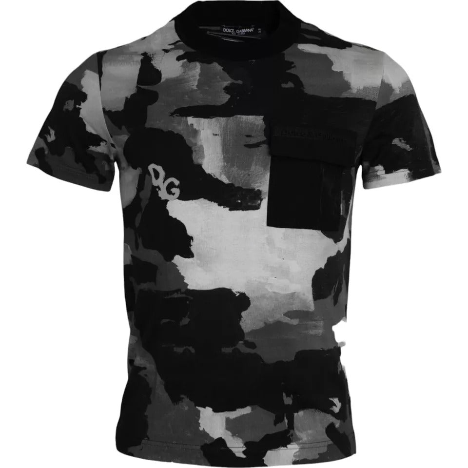 Multicolor Camouflage Katoenen Ronde Hals T-shirt