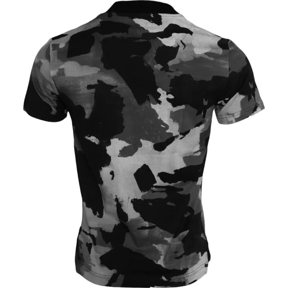 Multicolor Camouflage Katoenen Ronde Hals T-shirt