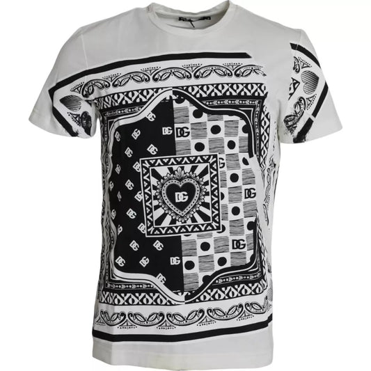 Wit Bandana Print Katoenen Korte Mouwen Heren T-shirt