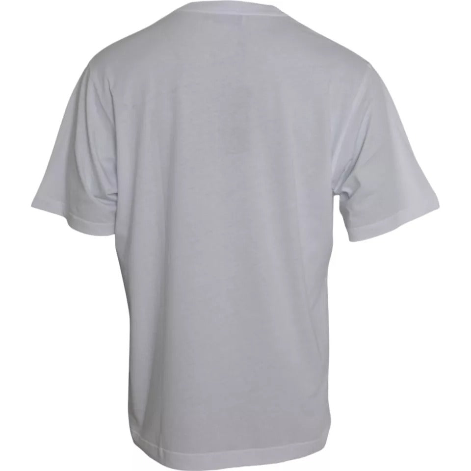 Wit logo ronde hals korte mouwen T-shirt