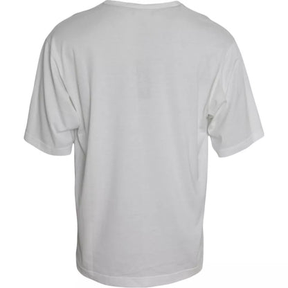 Wit logo ronde hals korte mouwen T-shirt