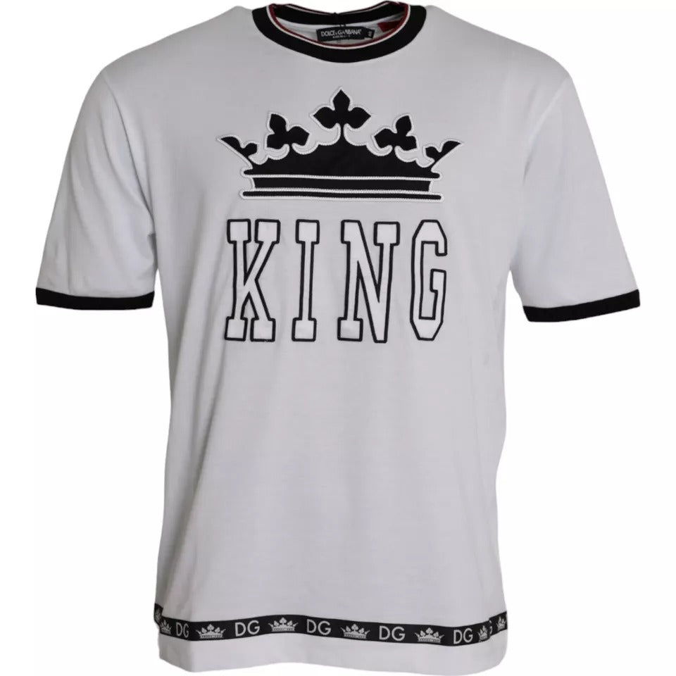 Wit Crown King katoenen ronde hals heren T-shirt