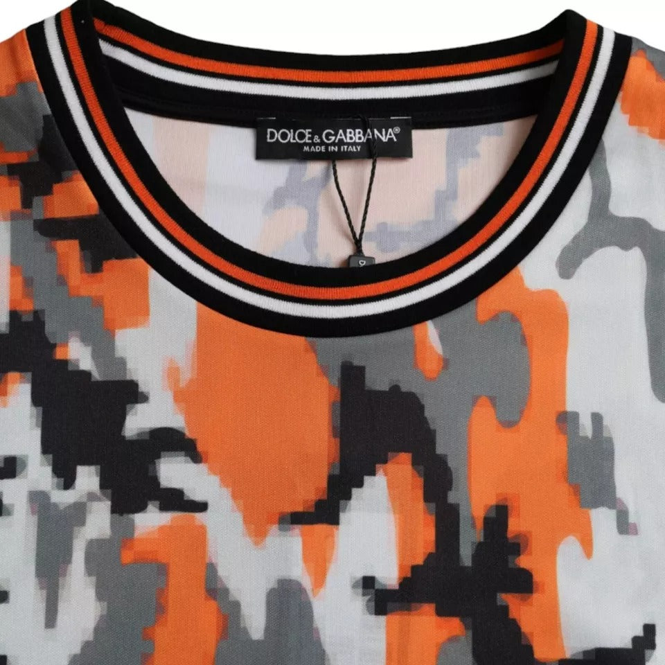 Multicolor Camouflage Katoenen Ronde Hals Heren T-shirt