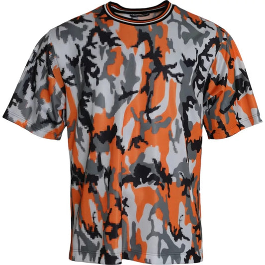 Multicolor Camouflage Katoenen Ronde Hals Heren T-shirt