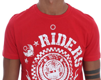 Chique rode 'RIDERS'-motief ronde hals T-shirt