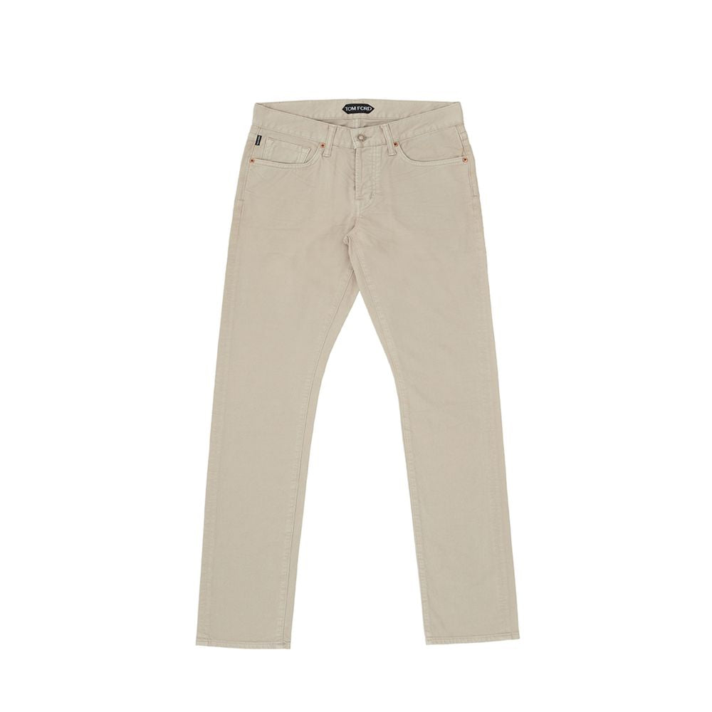 Beige katoenen jeans en broek