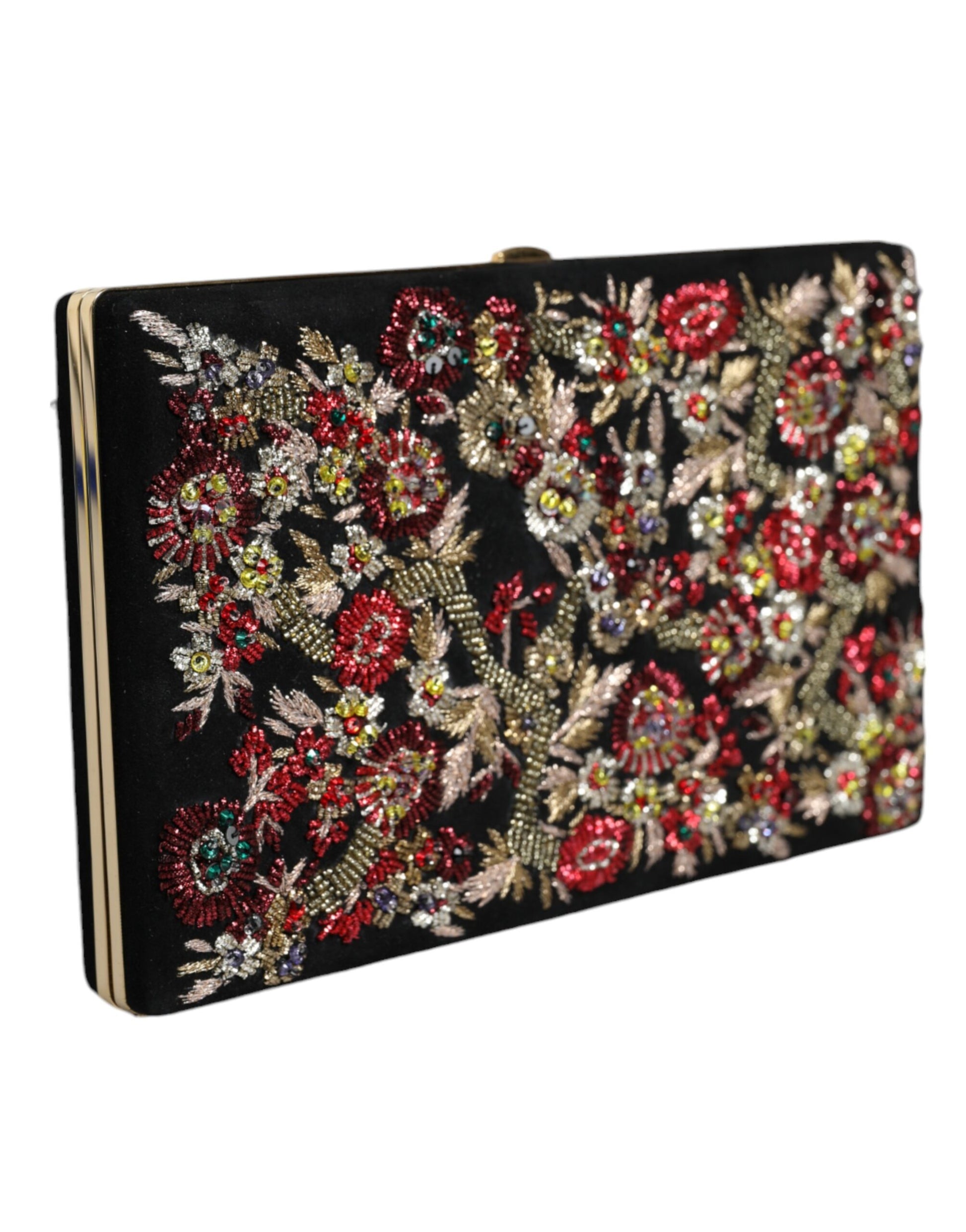 Multicolor Floral Gold Frame Clutch Avondtasje