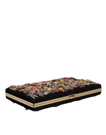 Multicolor Floral Gold Frame Clutch Avondtasje