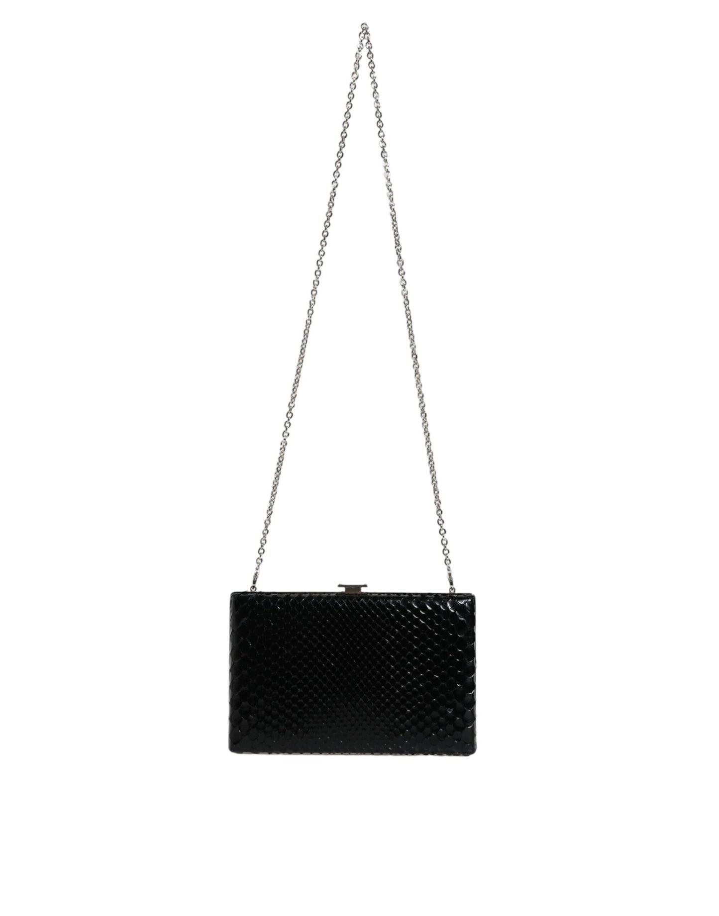 Zwarte leren zilveren frame clutch mini crossbody tas