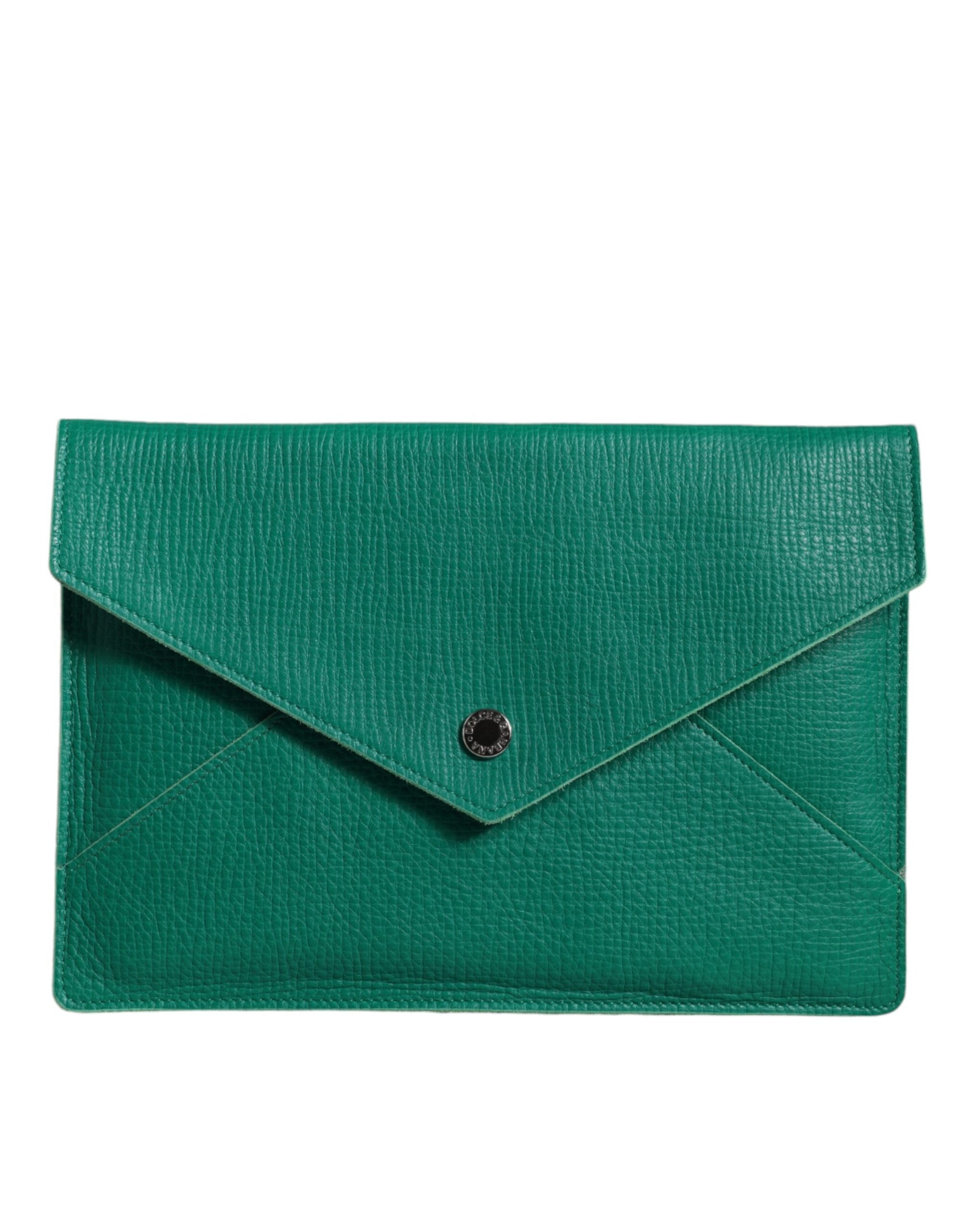 Groene leren handtas clutch mini portemonnee pouch tablethoes