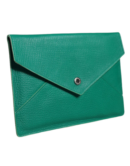 Groene leren handtas clutch mini portemonnee pouch tablethoes