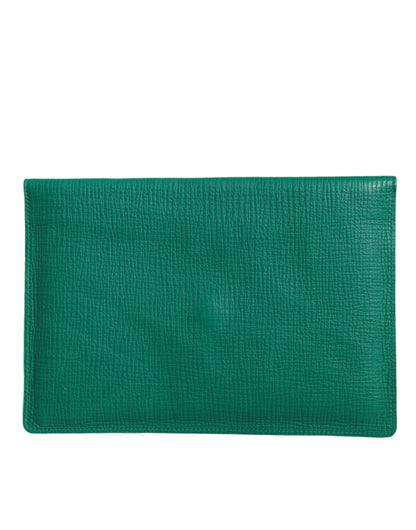 Groene leren handtas clutch mini portemonnee pouch tablethoes