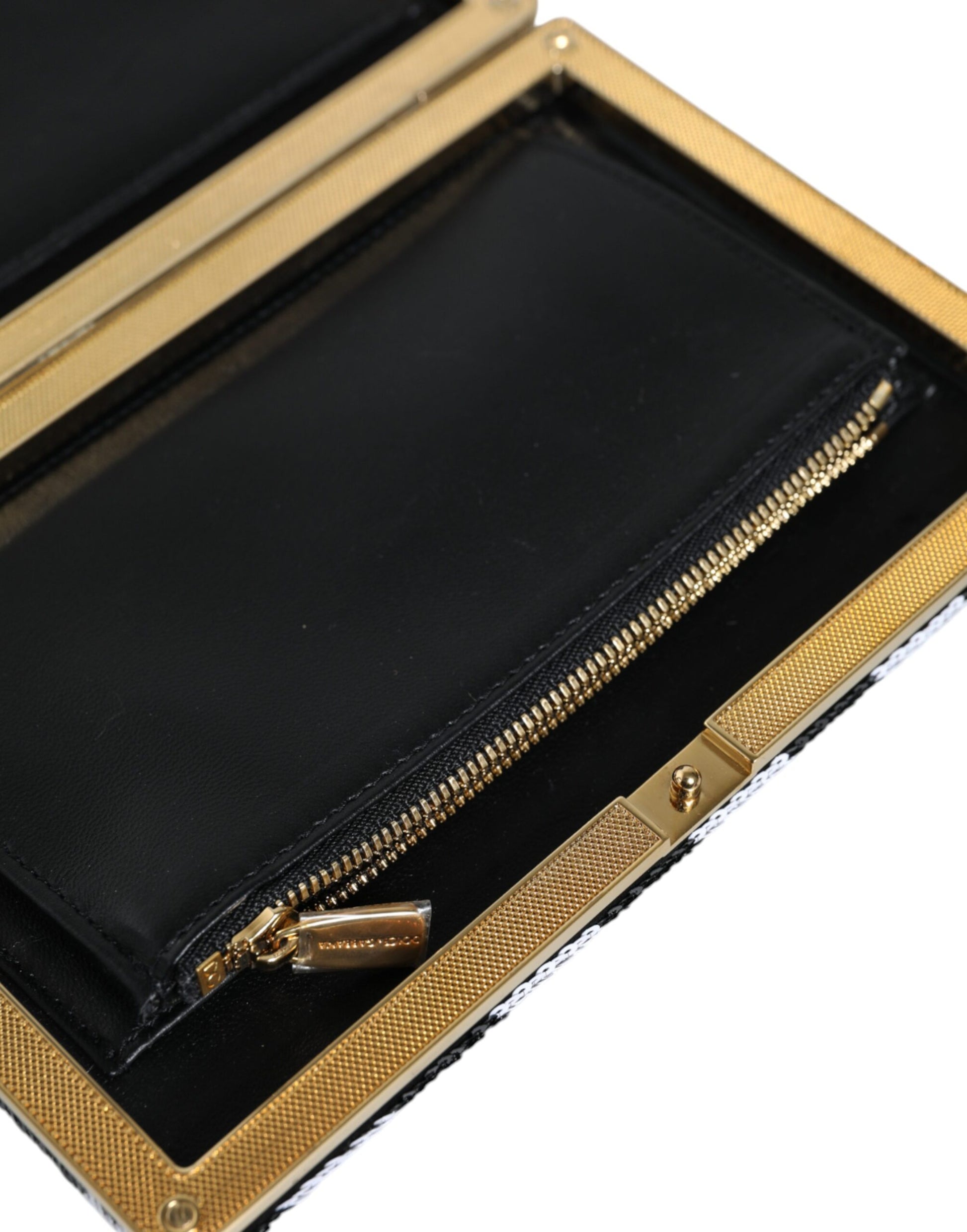 Zwart Wit Goud Frame Clutch Avondfeest Handtas Tas