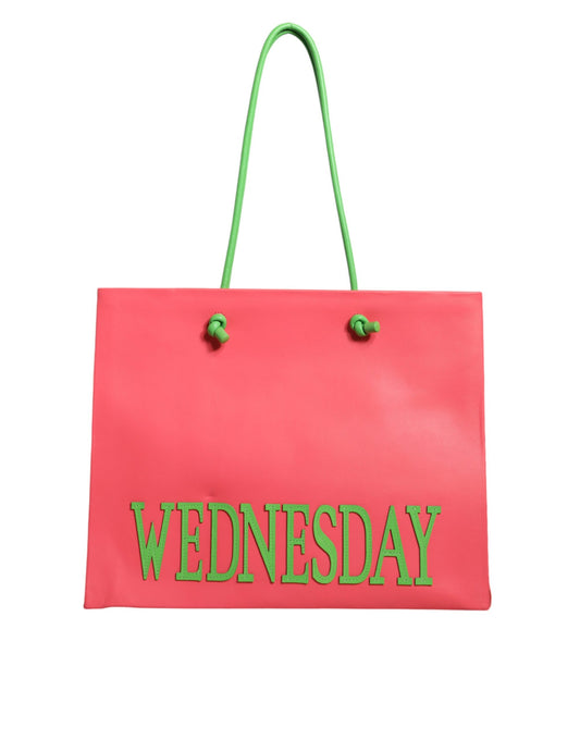 Roze leren weekend woensdag shopping tas