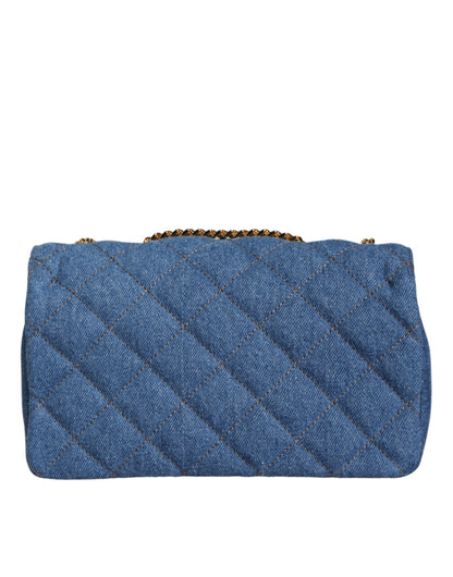 Blauwe gewatteerde denim leren crossbody schoudertas