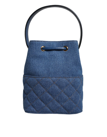 Blauwe gewatteerde denim leren crossbody schoudertas