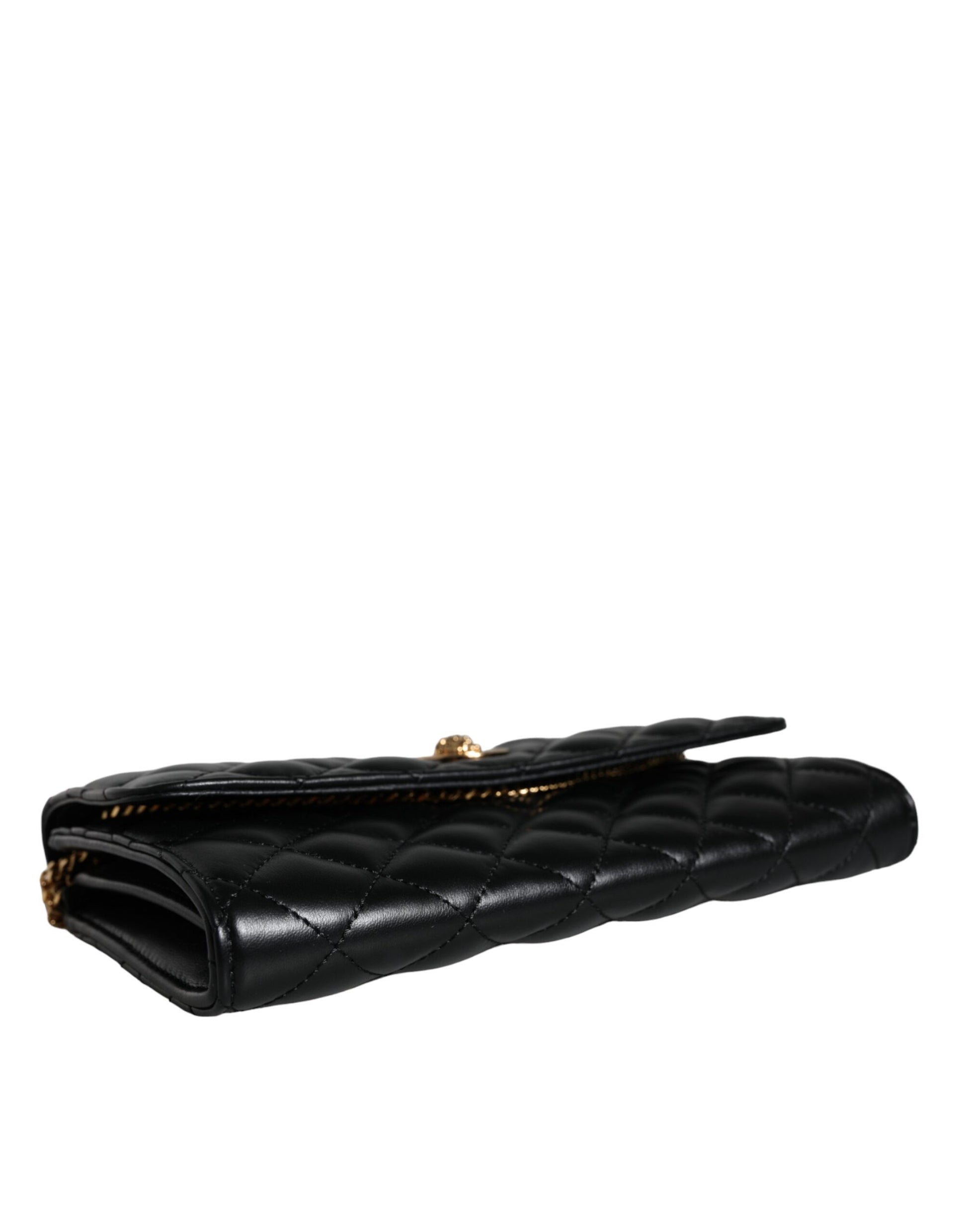 Black Quilted Nappa Leather Crossbody Shoulder Bag