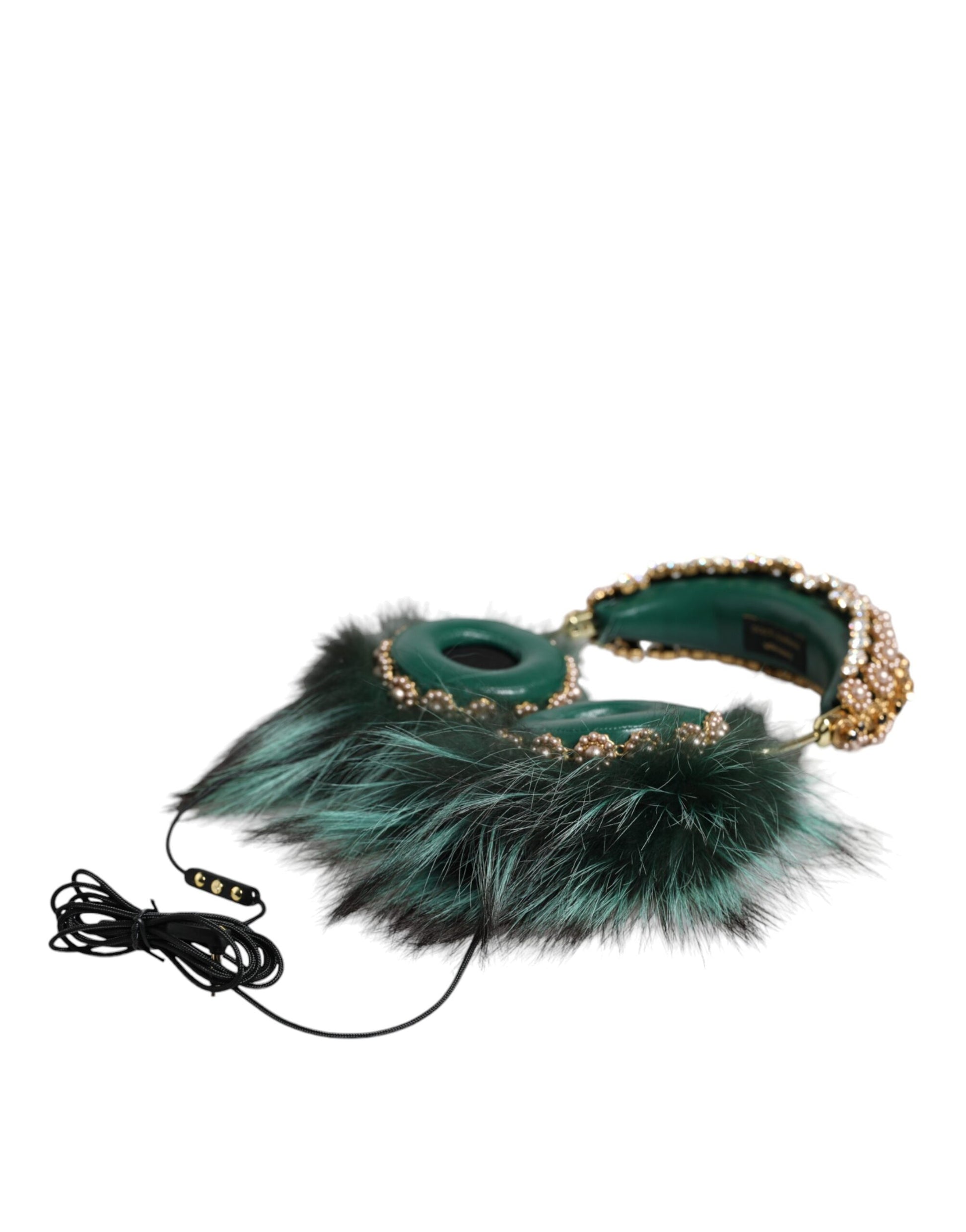 Groene gouden kristalbont headset audio AUX-koptelefoon