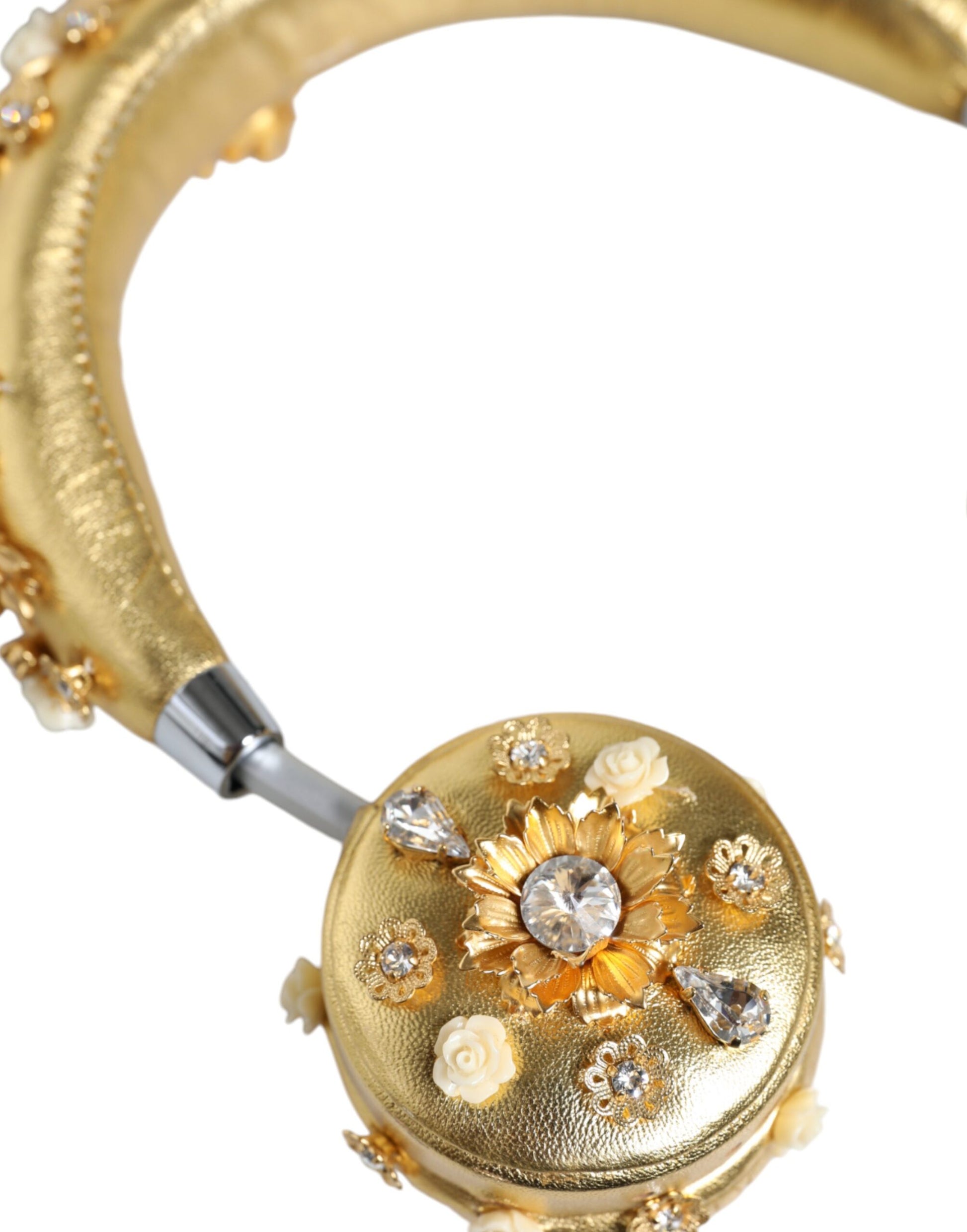 Gouden leren bloemen kristal engel headset hoofdtelefoon