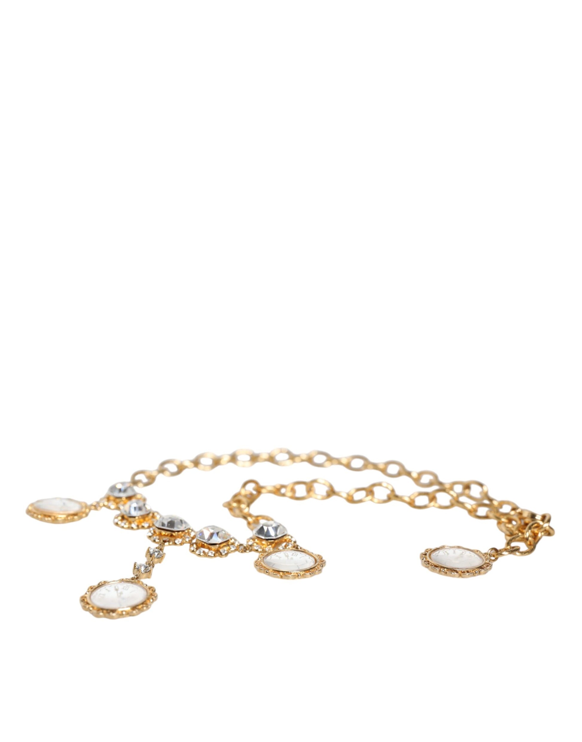 Gouden ketting messing kristal klok statement ketting