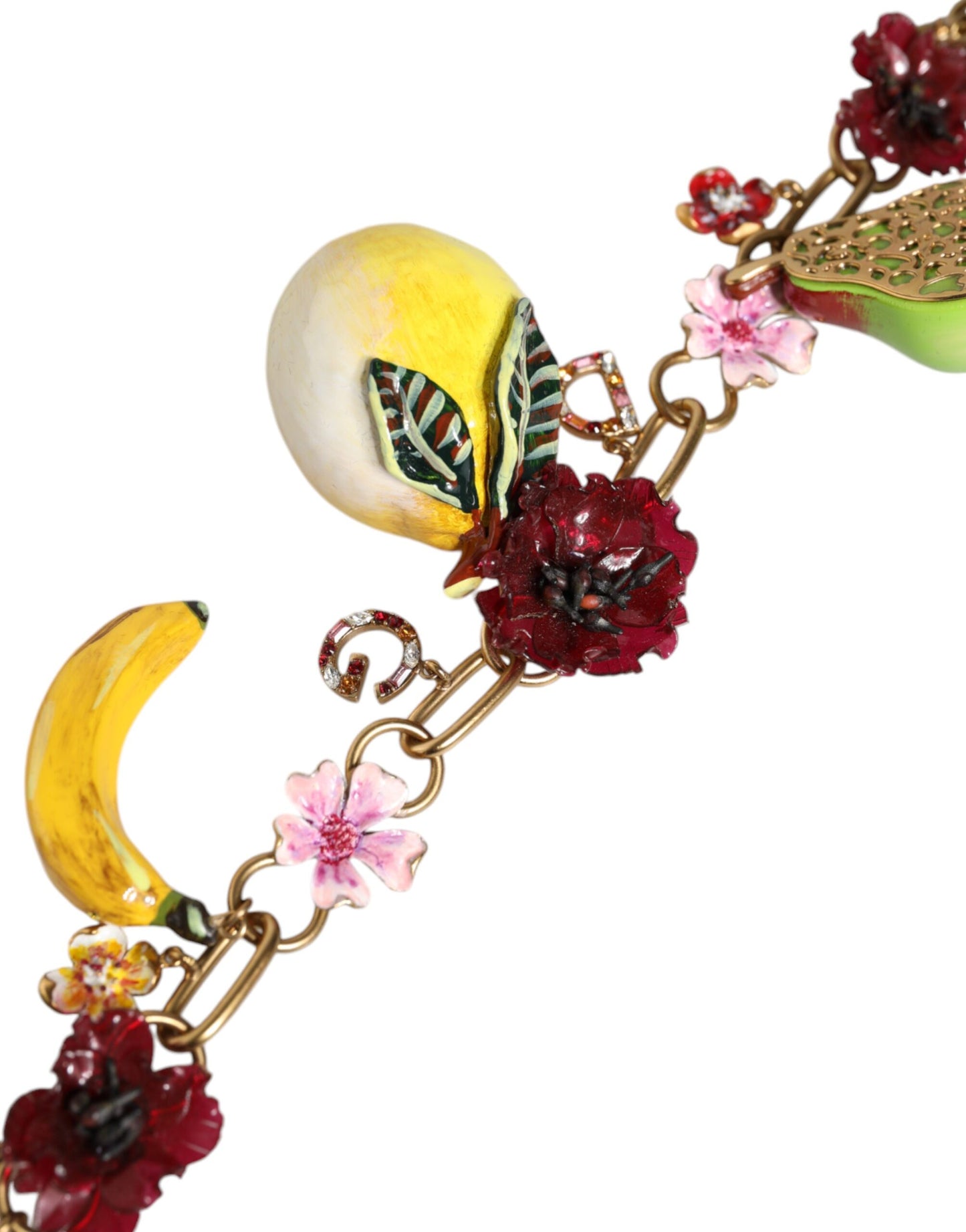 Goud Messing FRUIT Hangers Bloemen Kristal Logo Ketting