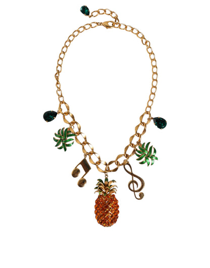 Goudkleurige messing ketting ananas kristal muzikale ketting